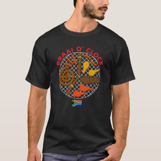 Camiseta Tiempo de reloj de Braai O'Clock Curiosa Bandera d