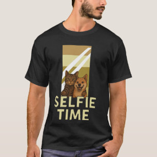 Camiseta Tiempo de selfie u2013 Divertido dúo gato perro in