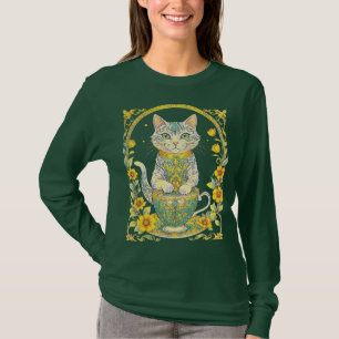 Camiseta Tiempo de té felino elegante