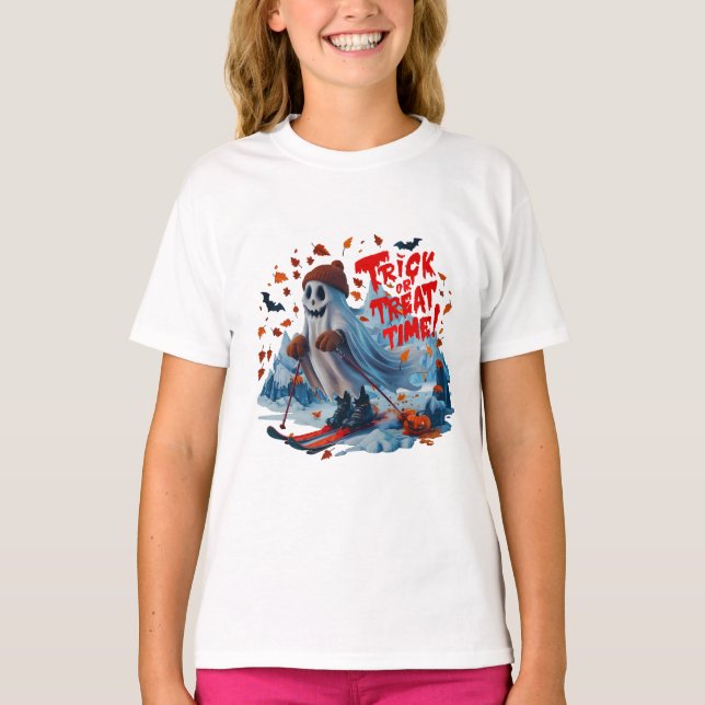 Camiseta Tiempo de truco o truco: diseño divertido de esqui (Anverso)