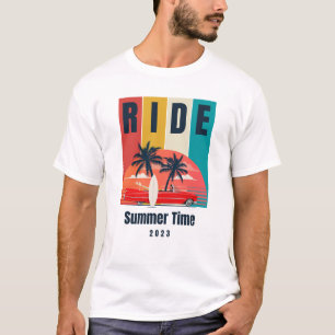 Camiseta Tiempo de verano del Retro Verde Rojo