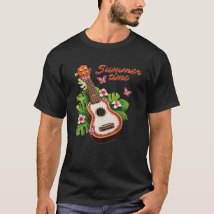 Camiseta Tiempo de verano Hawaii Ukulele Lute Flores Pullov