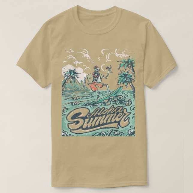 Camiseta Tiempo De Verano Hola Vacaciones De Verano Con El  (Diseño del anverso)