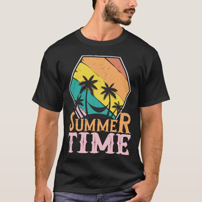 Camiseta Tiempo de verano, playa, hamaca y palmeras (Anverso)