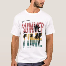 Camiseta TIEMPO DE VERANO - Retro Beach Sunset Palm Trees G
