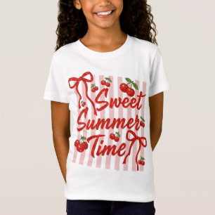 Camiseta Tiempo Dulce de Verano Cereza Coqueta Lazo PNG