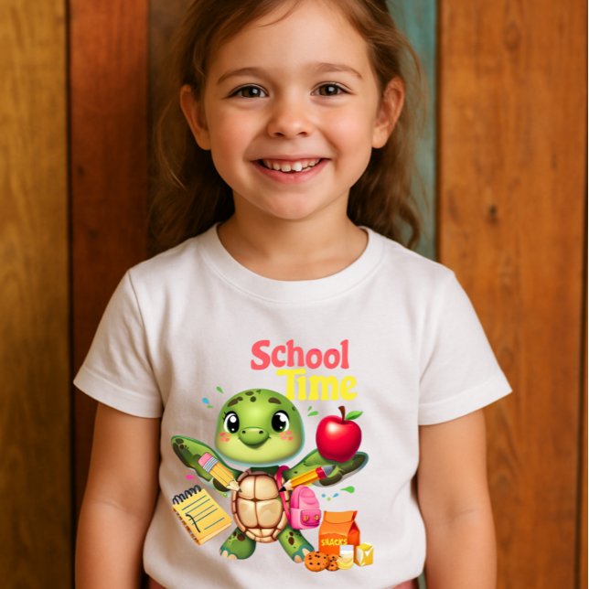 Camiseta "Tiempo escolar" de vuelta a la escuela (Adorable cartoon turtle ready for schoo)