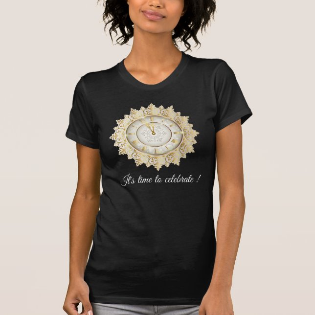 Camiseta Tiempo negro dorado (Anverso)