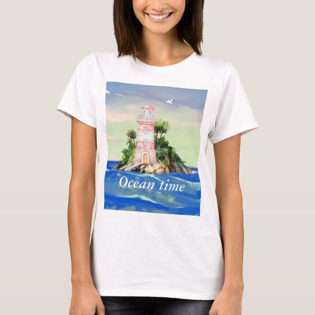 Camiseta tiempo oceánico , (editable) (Anverso)