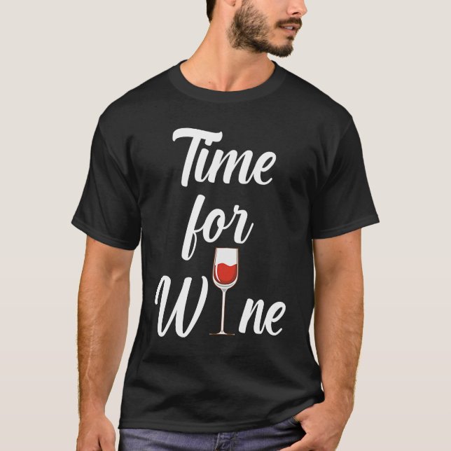 Camiseta Tiempo para que el vino diga "Vino Rojo" y "Vidrio (Anverso)