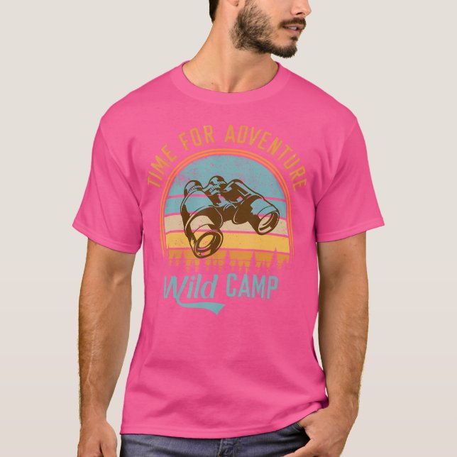 Camiseta Tiempo Retro Para Los Binoculares De Campamento Sa (Anverso)