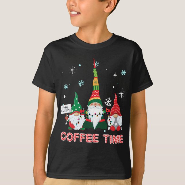 Camiseta Tiempos de café con tres Gnomes Feliz Cos de Navid (Anverso)