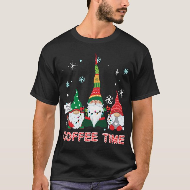 Camiseta Tiempos de café con tres Gnomes Feliz Cos de Navid (Anverso)