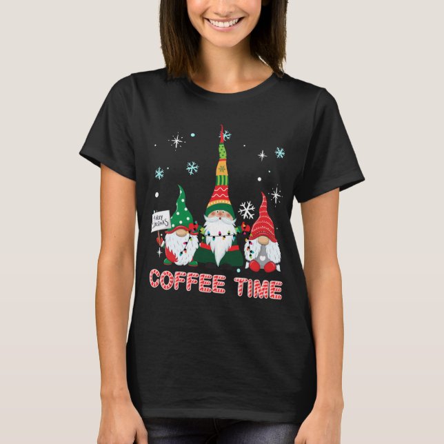 Camiseta Tiempos de café con tres Gnomes Feliz Cos de Navid (Anverso)