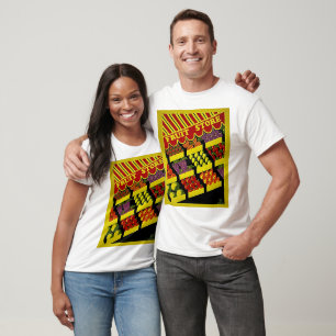 Camiseta Tienda de frutas - Poster WPA amarillo rojo brilla