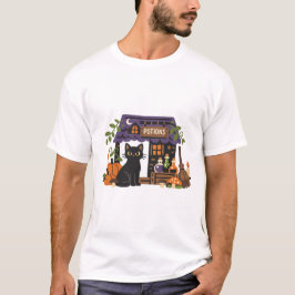 Camiseta Tienda de Pociones de Gato Negro Adorable Hallowee
