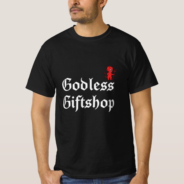 Camiseta Tienda de regalos sin Dios  (Anverso)