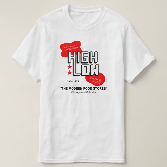 Camiseta Tiendas de bajo consumo, Chicago y los suburbios,  (Diseño del anverso)