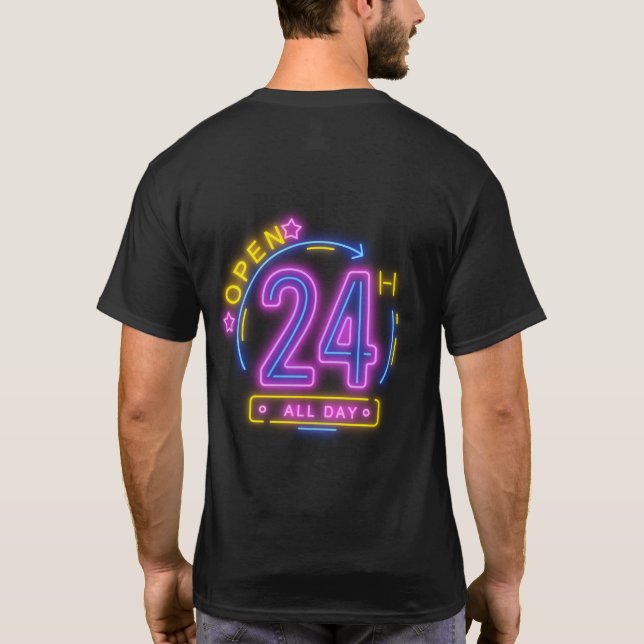 Camiseta Tiendas Neon abiertas las 24 horas Cling Templet (Reverso)