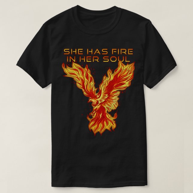 Camiseta Tiene fuego en su novela gráfica Soul Phoenix Bird (Diseño del anverso)