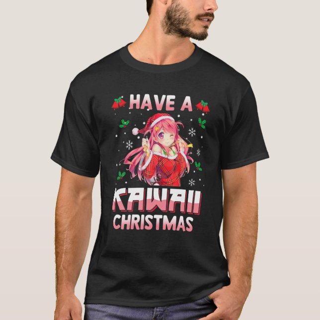 Camiseta Tienen A Navidades Kawaii Chica De Anime Japonés P (Anverso)