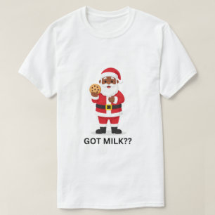Camiseta ¿Tienes leche? Santa divertido hombre afroamerican