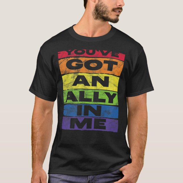 Camiseta Tienes un aliado en mí apoyo a la bandera arcoiris (Anverso)