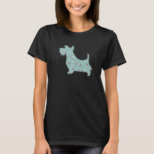 Camiseta Tierno Scottish Terrier Flor Silueta Floral Perro