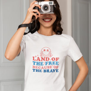 Camiseta Tierra blanca de los libres 4 de julio, Día de la 