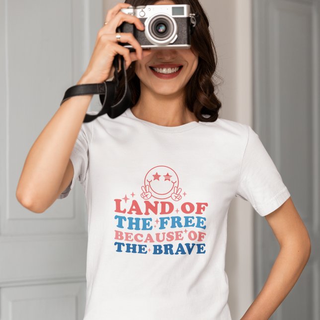 Camiseta Tierra blanca de los libres 4 de julio, Día de la  (Subido por el creador)