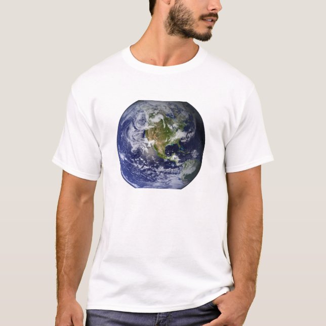 Camiseta Tierra completa mostrando América del Norte (Anverso)
