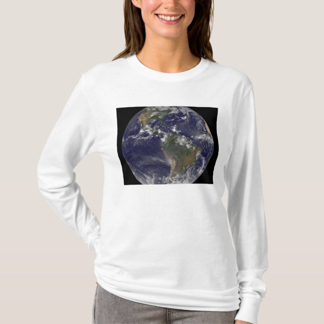 Camiseta Tierra completa mostrando América del Norte y Amér (Anverso)