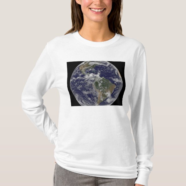 Camiseta Tierra completa mostrando América del Norte y Amér (Anverso)
