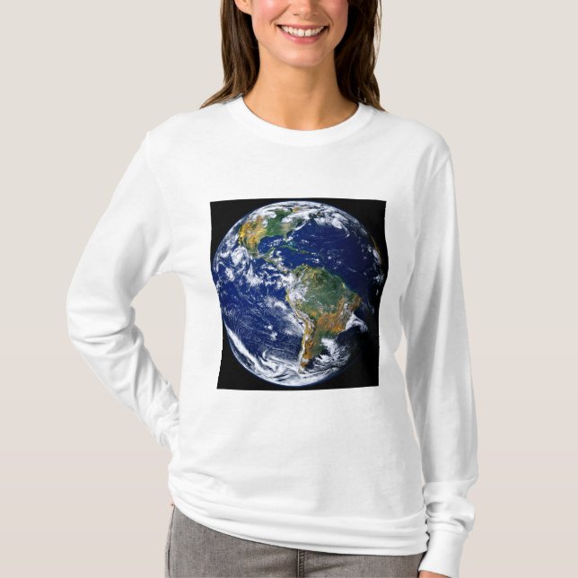 Camiseta Tierra Completa Mostrando Las Américas (Anverso)