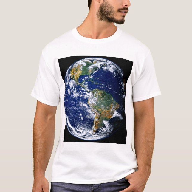 Camiseta Tierra Completa Mostrando Las Américas (Anverso)