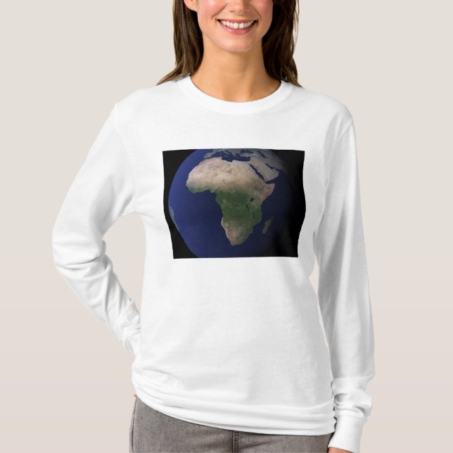 Camiseta Tierra completa que muestra África, Europa y Medio (Anverso)