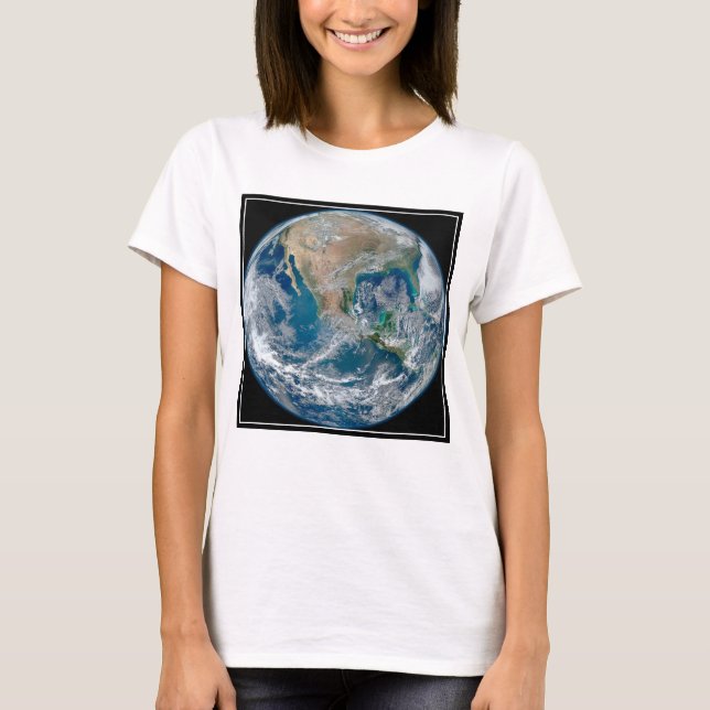 Camiseta Tierra Completa Que Muestra América Del Norte Y Mé (Anverso)