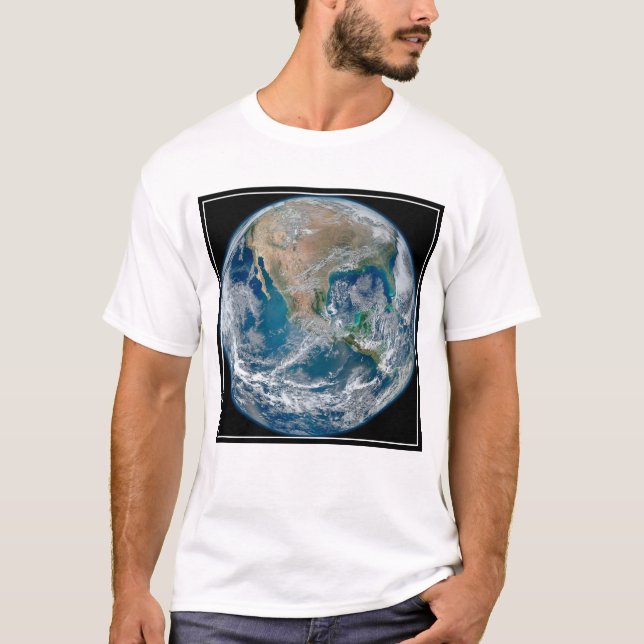 Camiseta Tierra Completa Que Muestra América Del Norte Y Mé (Anverso)