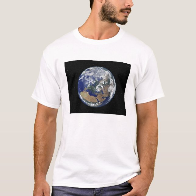 Camiseta Tierra completamente iluminada centrada en Europa (Anverso)