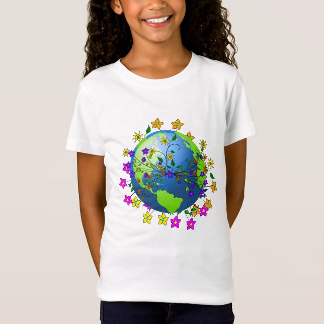 Camiseta Tierra con Flores - Día de la Tierra (Anverso)