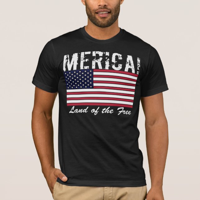 Camiseta Tierra de América de la oscuridad libre de la (Anverso)