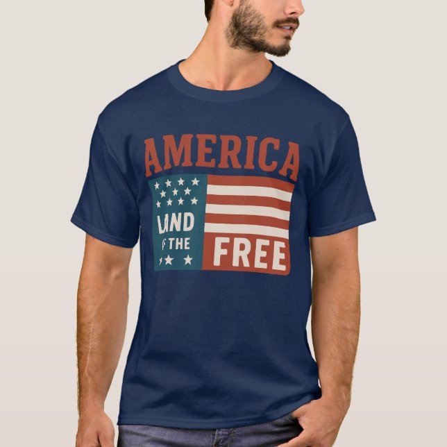 Camiseta Tierra de Estados Unidos del arte de la cuadrícula (Anverso)