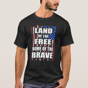 Camiseta Tierra de Hogar Libre de la bandera valiente 14 de