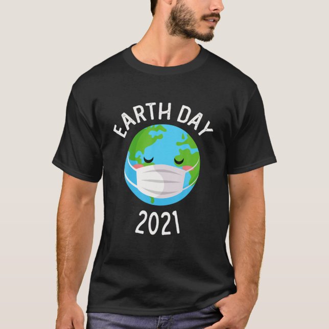 Camiseta Tierra de Kawaii con planeta de máscara facial | D (Anverso)
