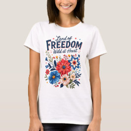 Camiseta Tierra de Libertad Floral Gráfico Patriótico