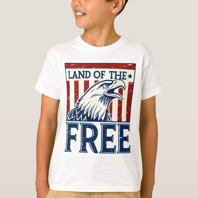 Camiseta Tierra de libre - Gráfico de águila de los Estados (Anverso)