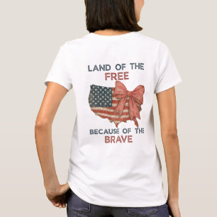 Camiseta Tierra de los camisas libres   Patriótico USA Bow 