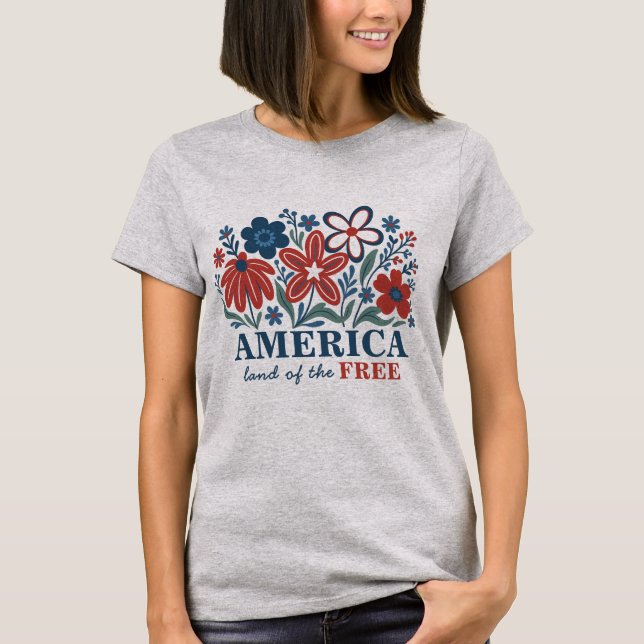 Camiseta Tierra de los Estados Unidos de los patrióticos fl (Anverso)