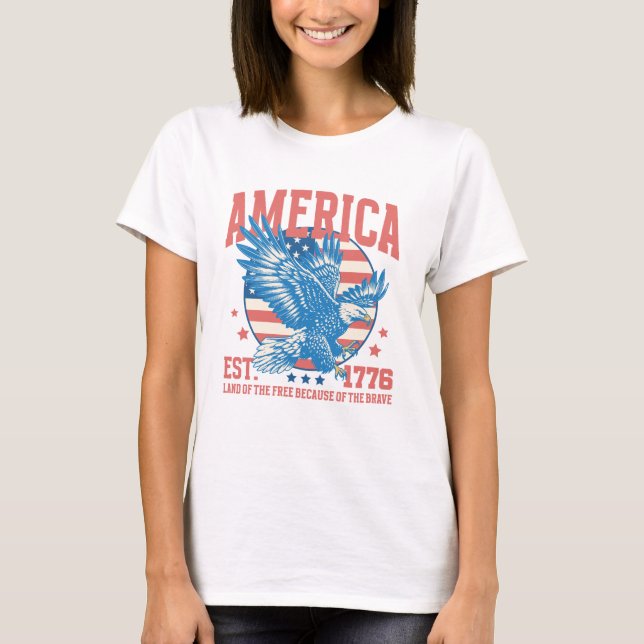 Camiseta Tierra de los Estados Unidos del libre EST 1776 4  (Anverso)