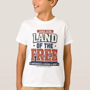 Camiseta Tierra de los Libres 1776 Niños Patrióticos
